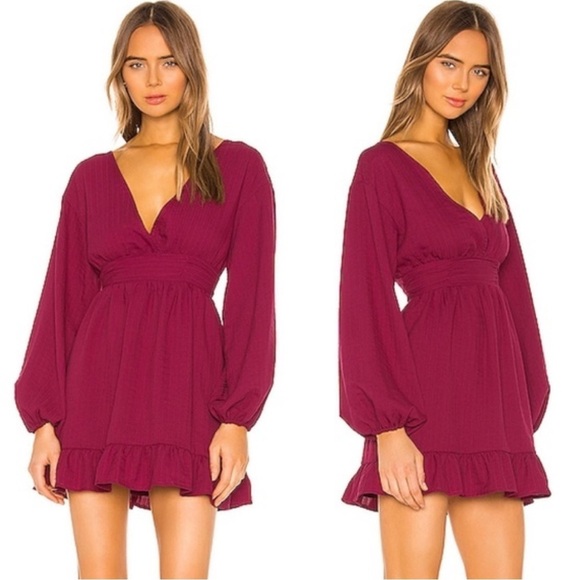 Revolve Tularosa Jordan Dress NWT in Magenta above the knee long sleeve Large - Picture 1 of 15
